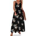 longue maxi imprimée de canards et de voitures pour femme, robe d'été sans manches, robe de plage